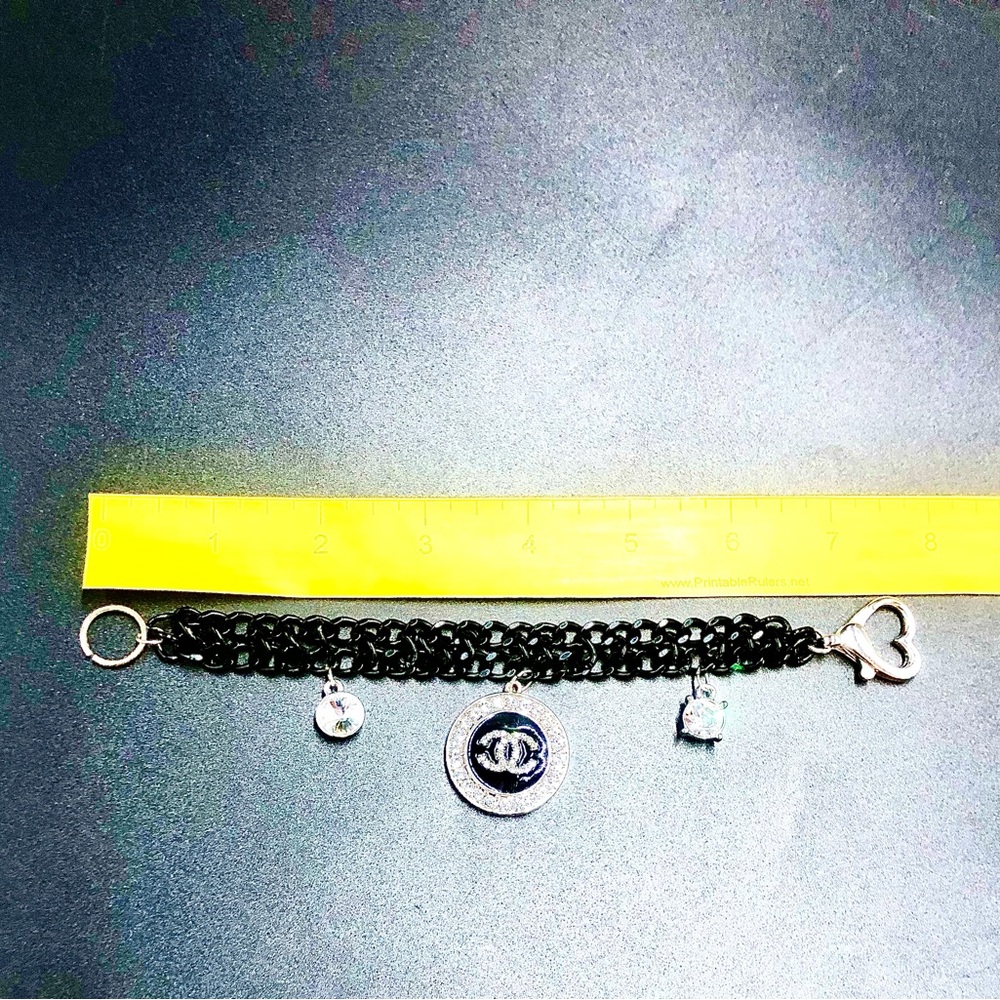 Black inspired Chain Bracelet with Silver Accents
